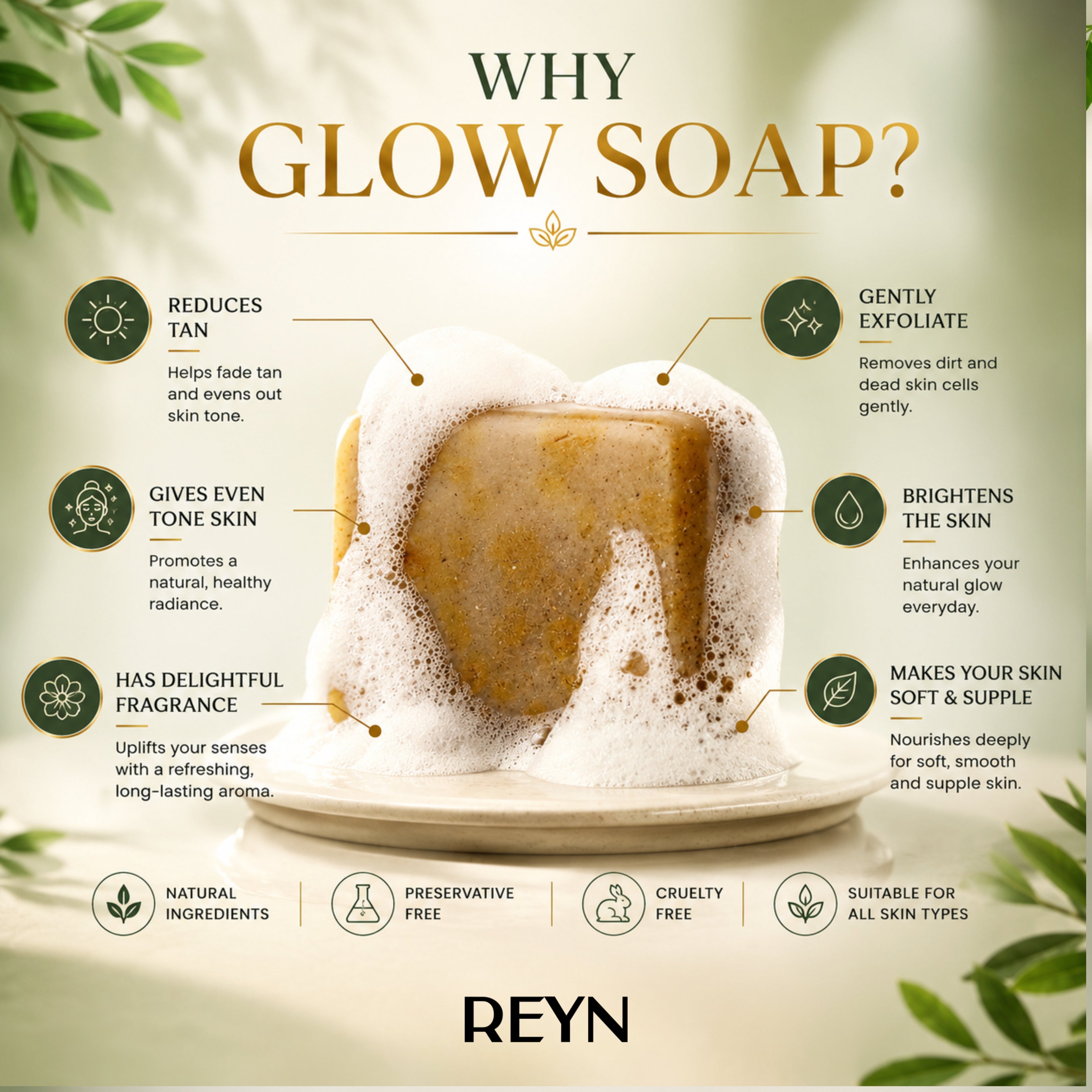 REYN De-Tan Soap BUY ONE GET ONE FREE | Removes Tan, Dark Spots & Pigmentation | Instant Glow | Natural Brightening | Handmade