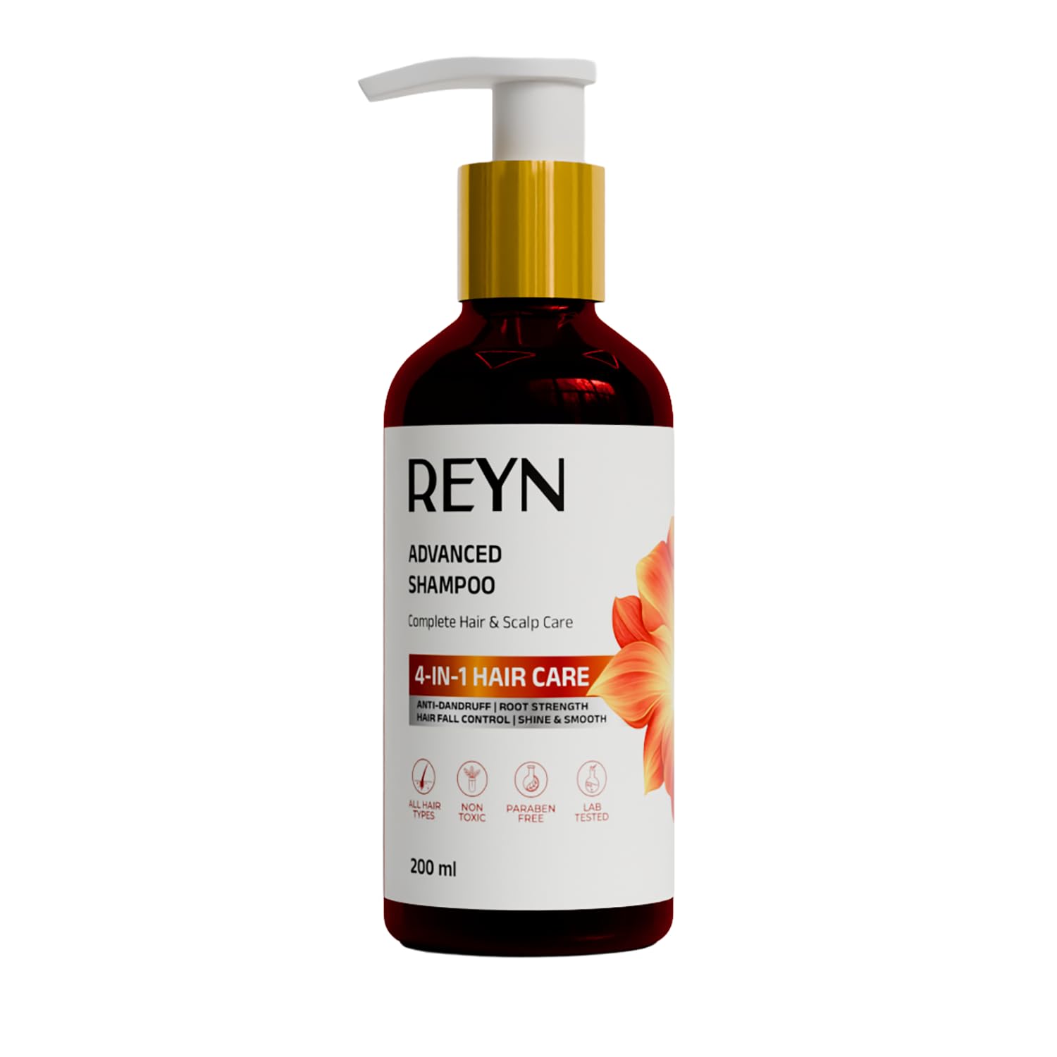 REYN Advanced 4-in-1 Hair Care Shampoo 200ml | Anti-Dandruff & Hair Fall Control | With Black Seed, Indian Gooseberry, Bhringraj & Aloe Vera | Gentle Daily Scalp Cleanse for Men & Women